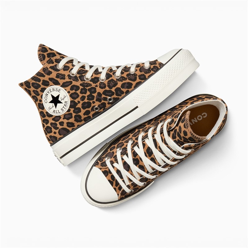Converse Womens Chuck Taylor All Star Hi Lift Platform Leopard Suede Trainers Incensed/Black/Egret - Image 3