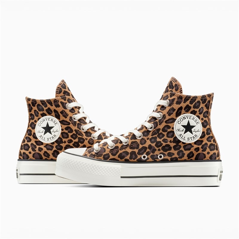 Converse Womens Chuck Taylor All Star Hi Lift Platform Leopard Suede Trainers Incensed/Black/Egret - Image 4