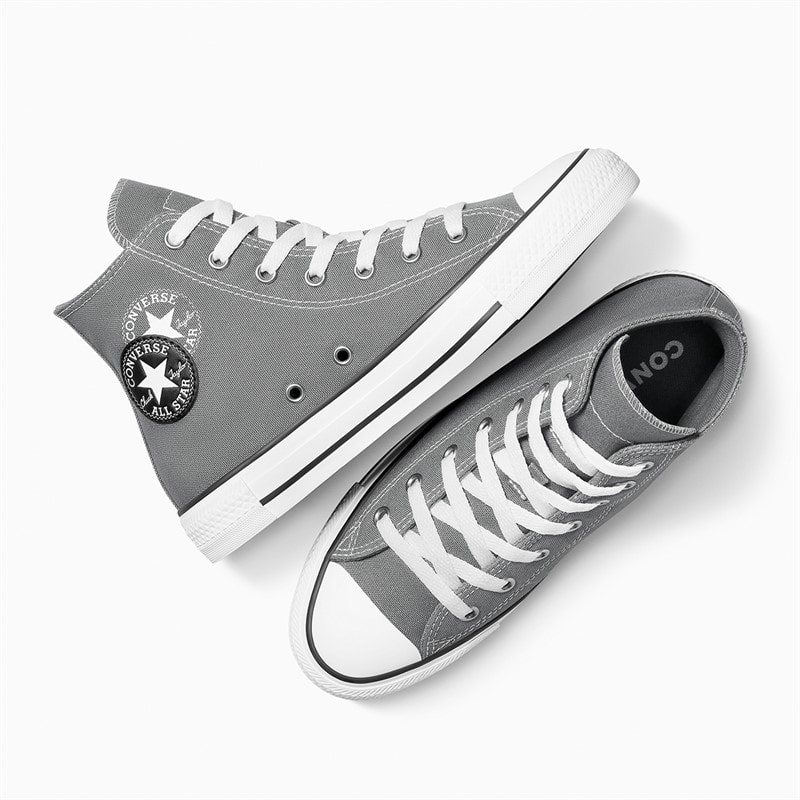 Converse Junior Chuck Taylor All Star Hi Double Logo Trainers Sharkskin/White/Black - Image 4