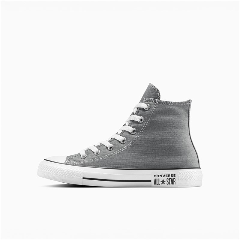 Converse Junior Chuck Taylor All Star Hi Double Logo Trainers Sharkskin/White/Black - Image 5