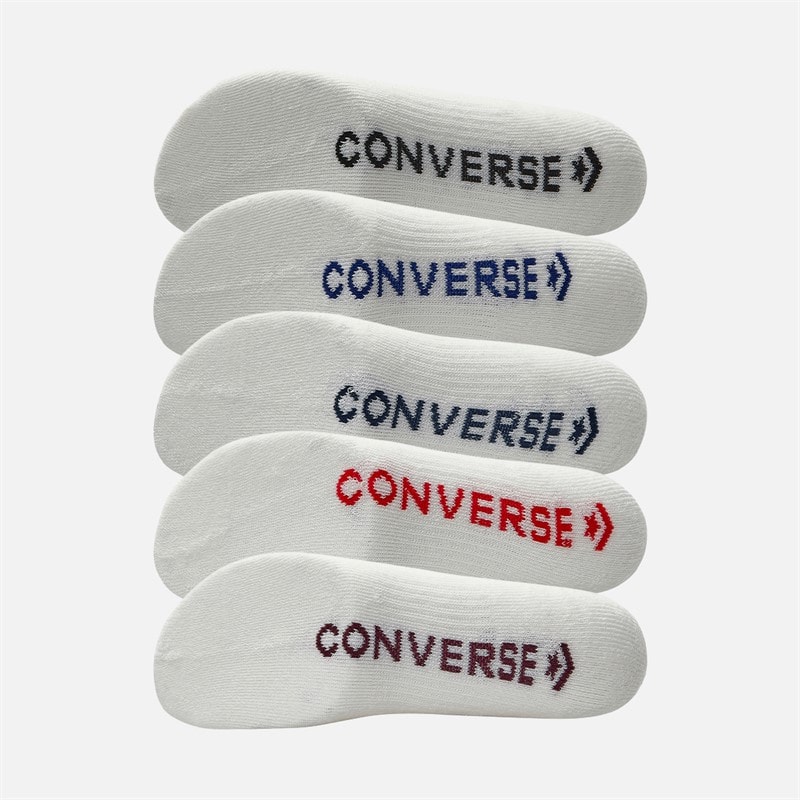 Converse Mens Varsity Stripe Logo Five Pack Crew Socks Egret - Image 2