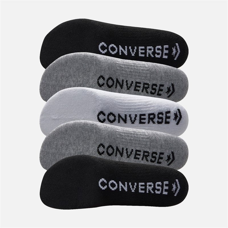 Converse Mens Chevron Logo Five Pack Quarter Socks Grey Heather - Image 2