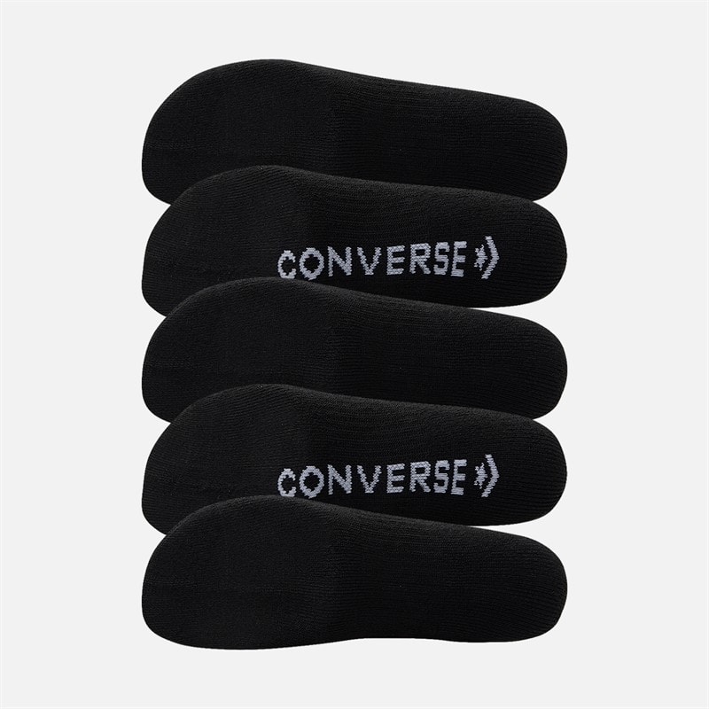 Converse Mens Mixed Logo Five Pack Crew Socks Black - Image 2