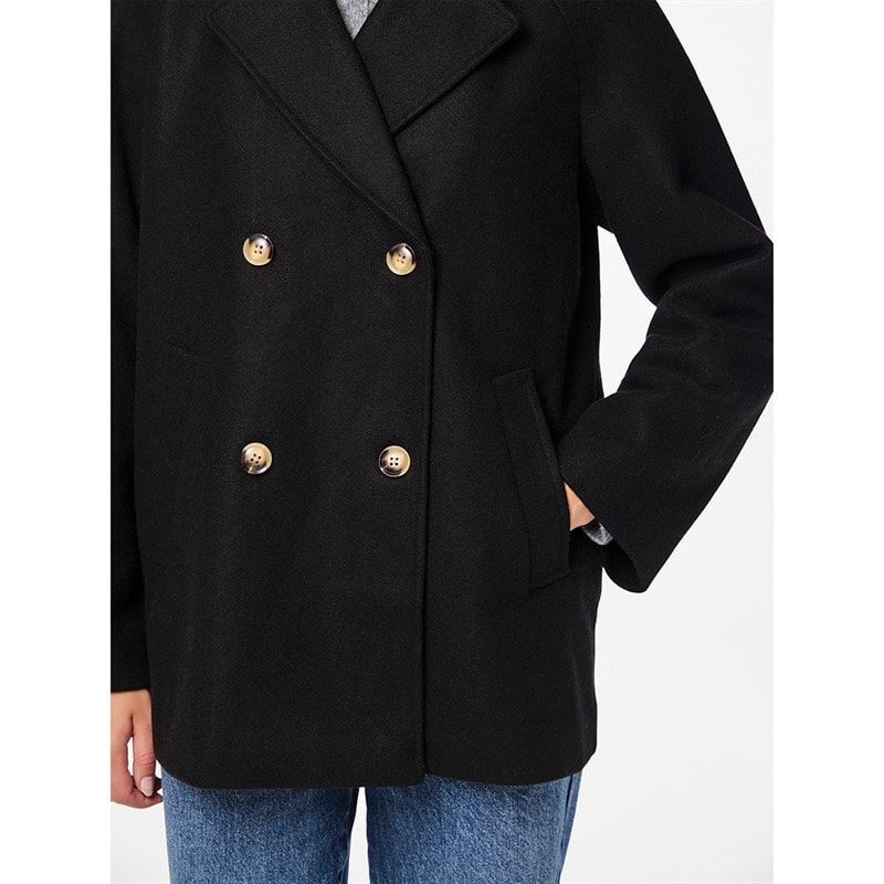 Pieces Womens Marbel Coat Black - Image 3