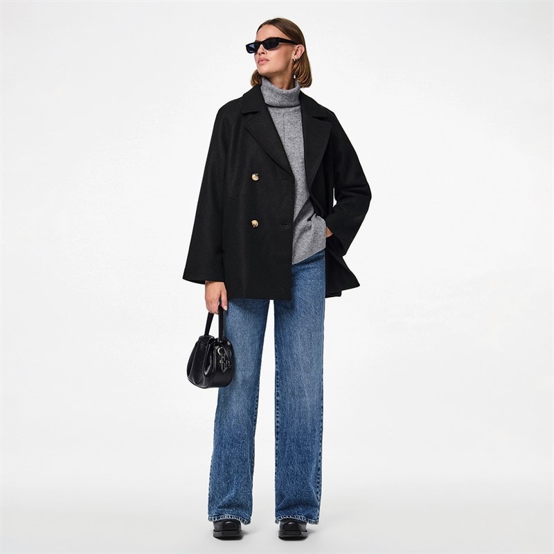 Pieces Womens Marbel Coat Black - Image 4