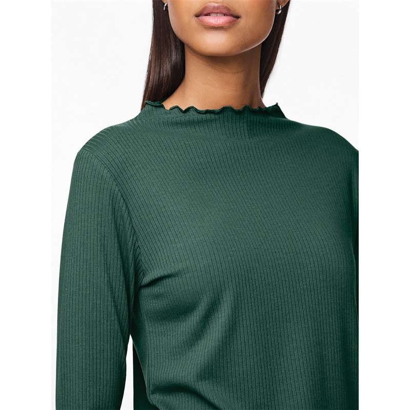 Pieces Womens Nicca Long Sleeve Top Trekking Green - Image 3