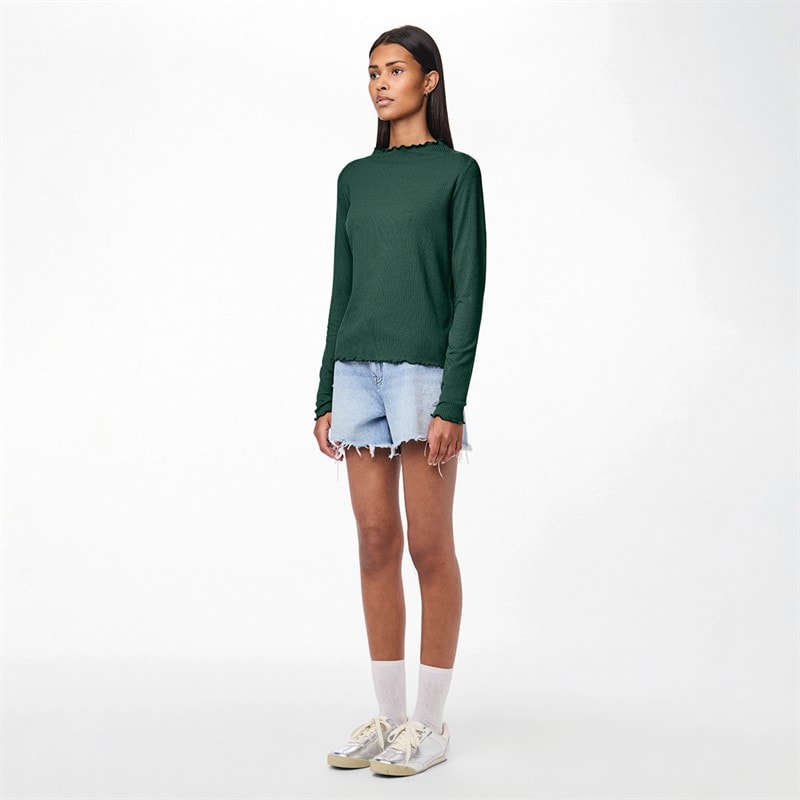Pieces Womens Nicca Long Sleeve Top Trekking Green - Image 4