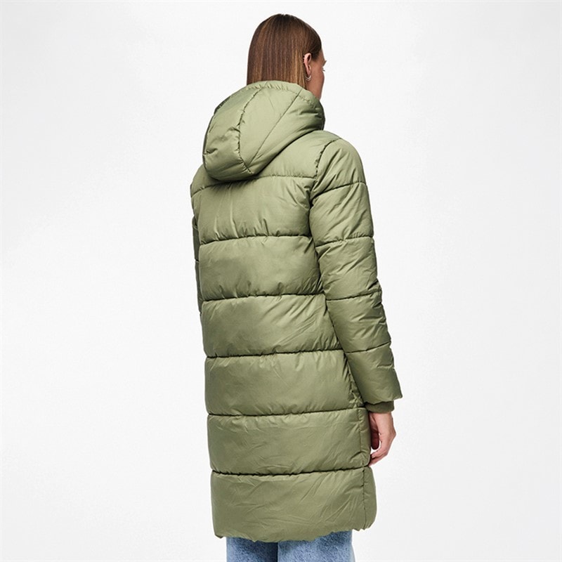 Pieces Womens Long Puffer Jacket Deep Lichen Green - Image 2