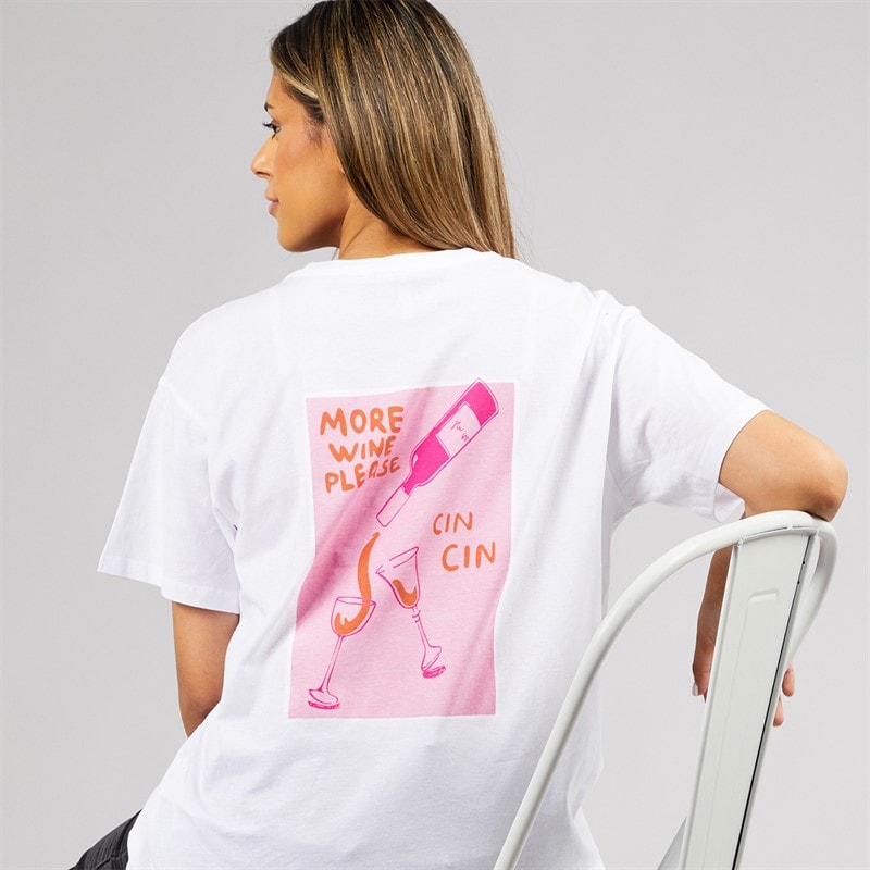 Pieces Womens Oversized Graphic T-Shirt White Wine