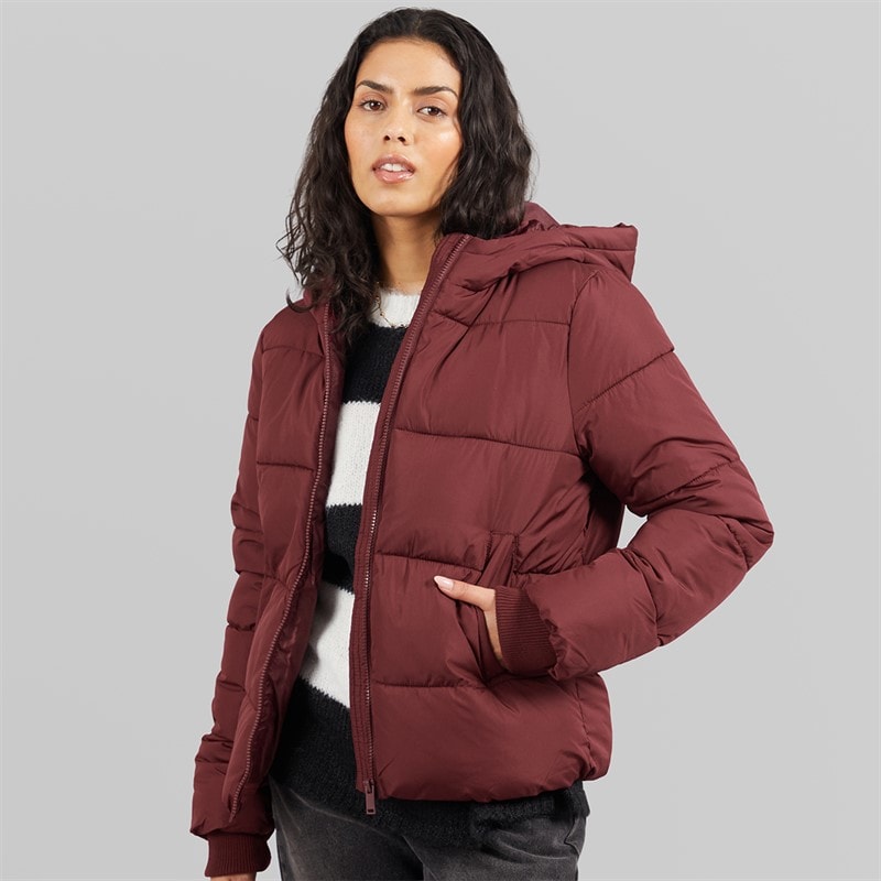 Pieces Womens Janni Short Puffer Jacket Tawny Port