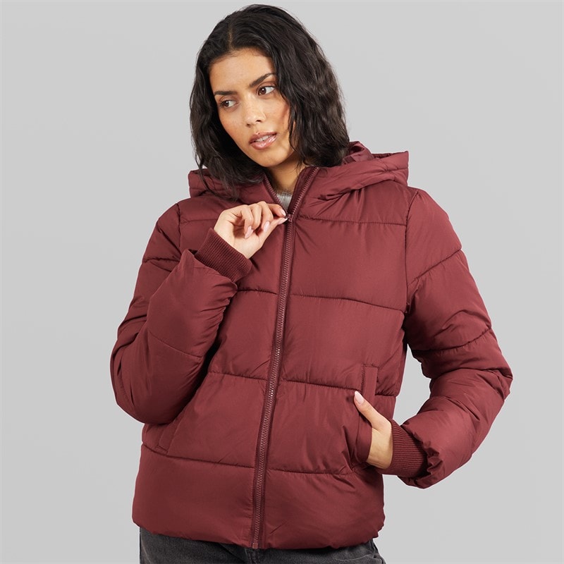 Pieces Womens Janni Short Puffer Jacket Tawny Port - Image 3