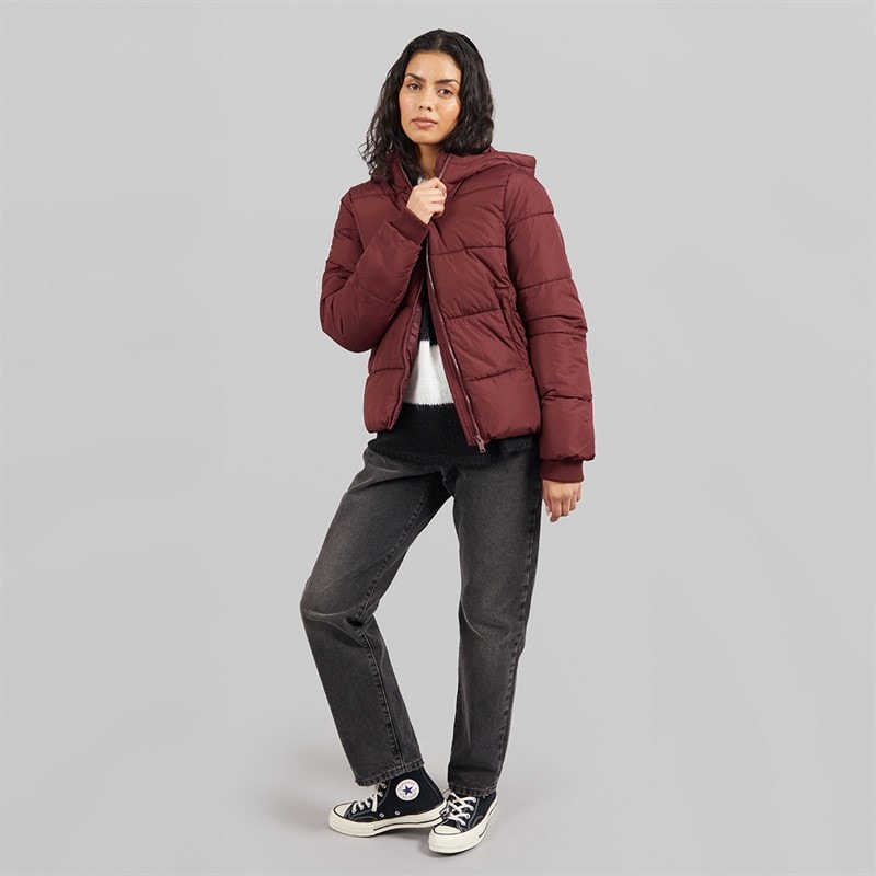 Pieces Womens Janni Short Puffer Jacket Tawny Port - Image 4