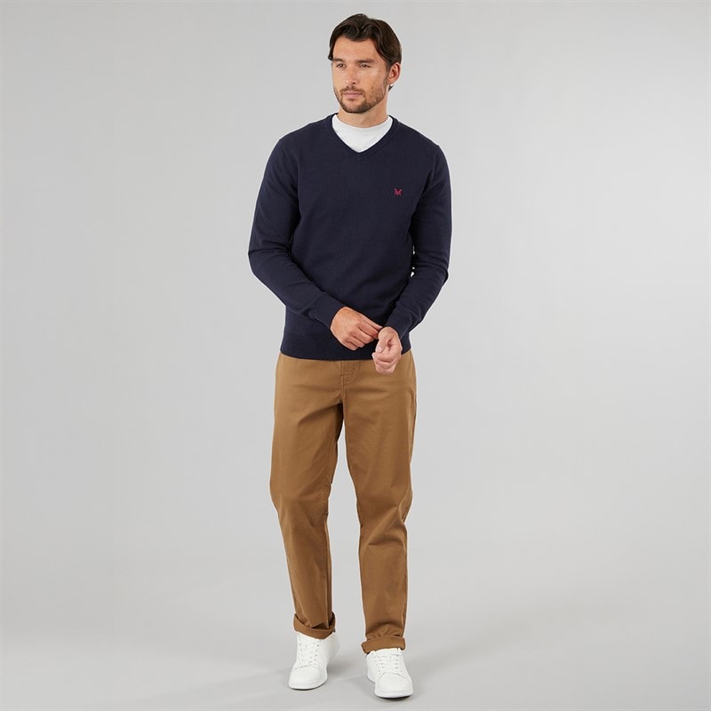 Crew Clothing Mens V-Neck Cotton Jumper Navy - Image 4