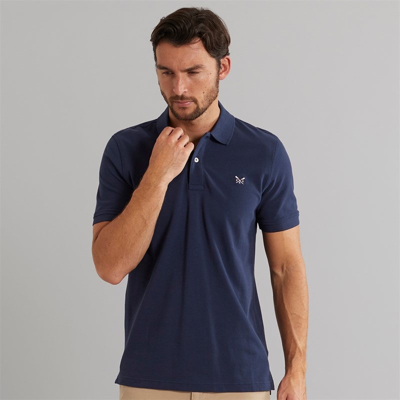 Crew Clothing Mens Melbury Solid Polo Shirt Navy - Image 3