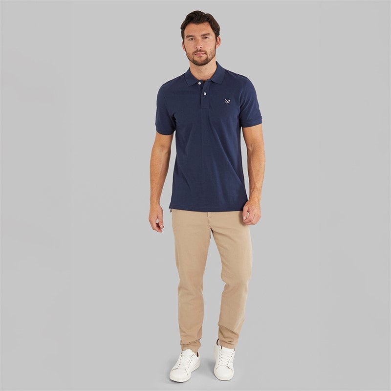 Crew Clothing Mens Melbury Solid Polo Shirt Navy - Image 4