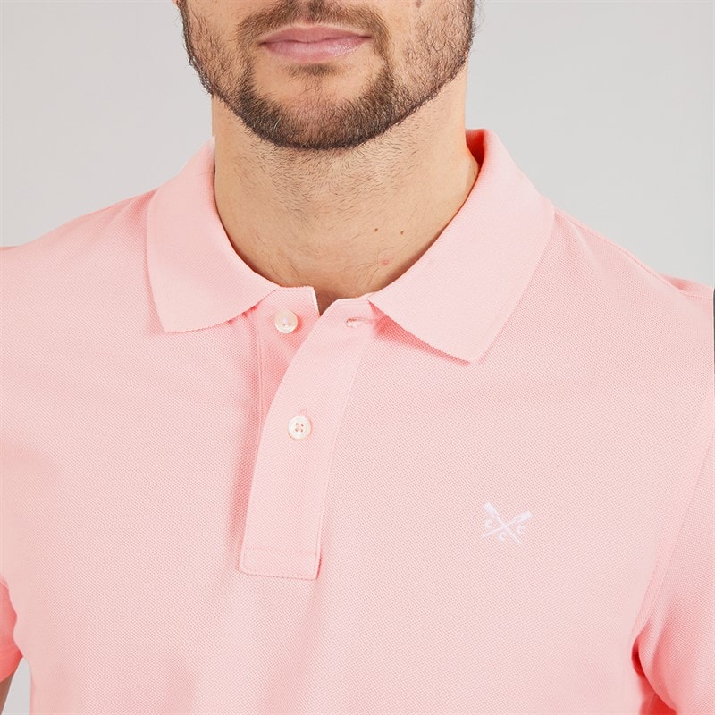 Crew Clothing Mens Melbury Solid Polo Shirt Pink - Image 3