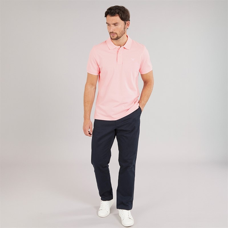 Crew Clothing Mens Melbury Solid Polo Shirt Pink - Image 4