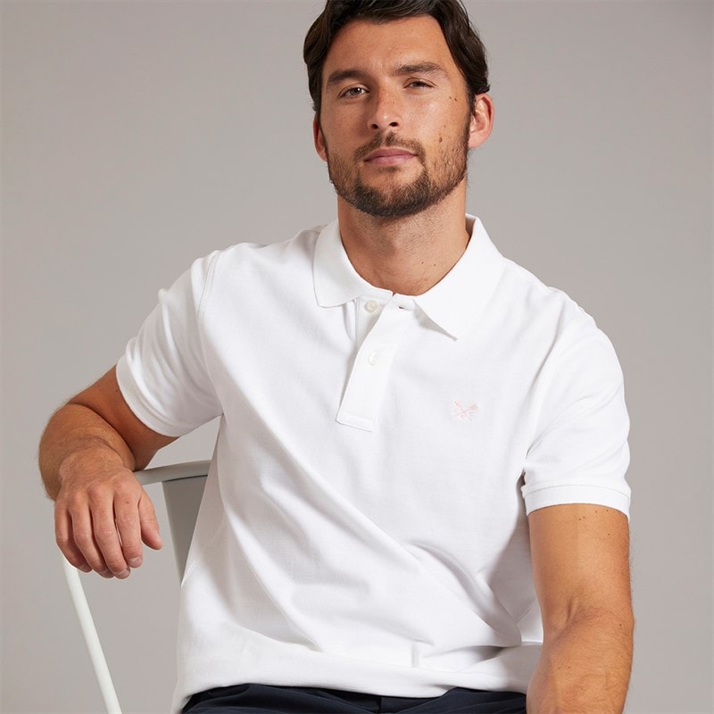 Crew Clothing Mens Melbury Solid Polo Shirt White