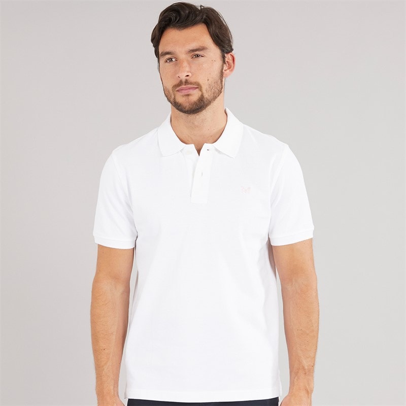 Crew Clothing Mens Melbury Solid Polo Shirt White - Image 2