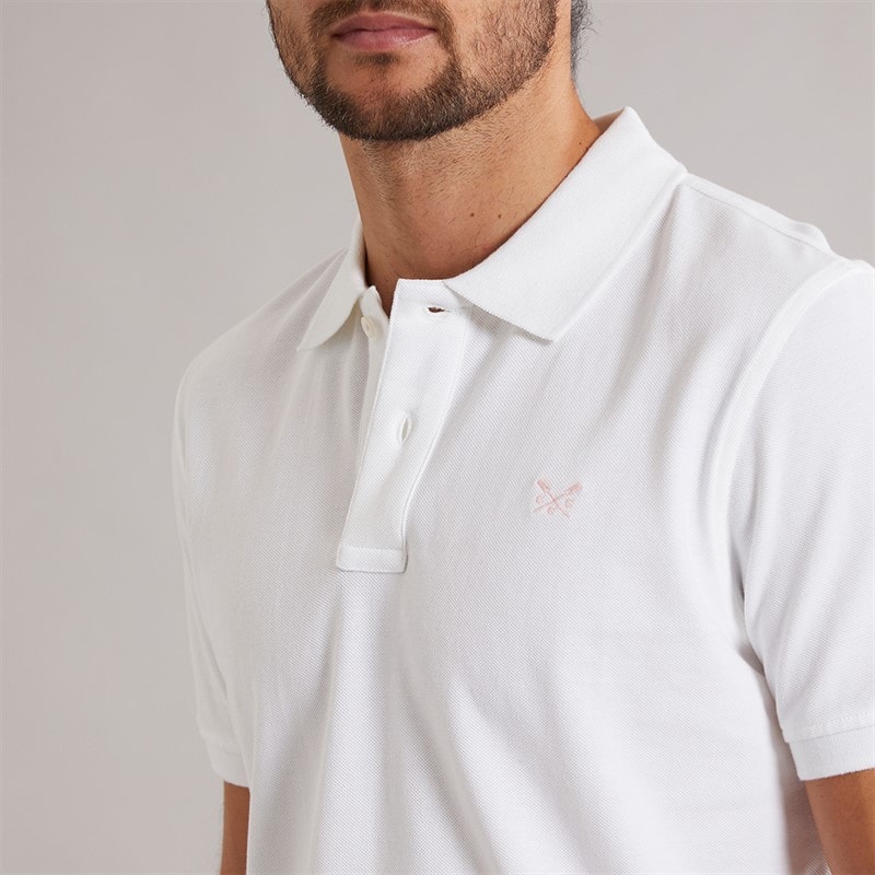 Crew Clothing Mens Melbury Solid Polo Shirt White - Image 5