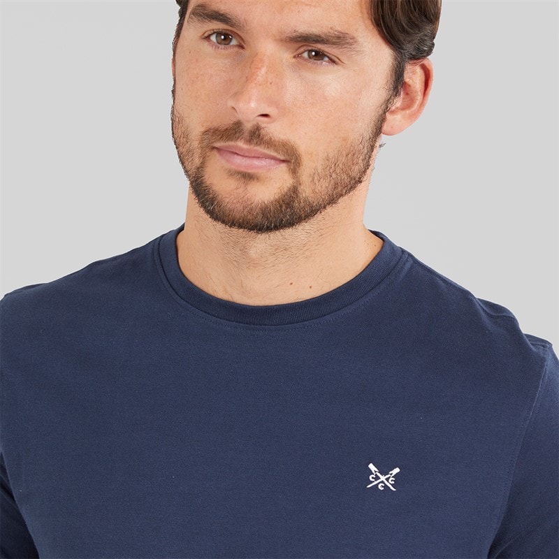 Crew Clothing Mens Round Neck T-Shirt Navy - Image 3
