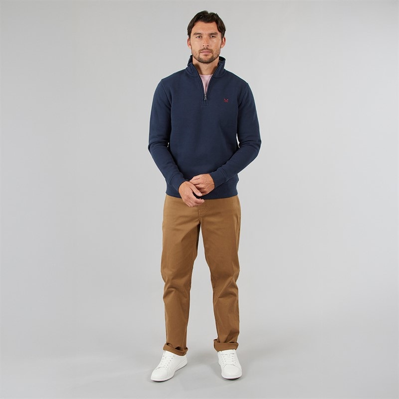 Crew Clothing Mens 1/2 Zip Solid Sweatshirt Navy - Image 4