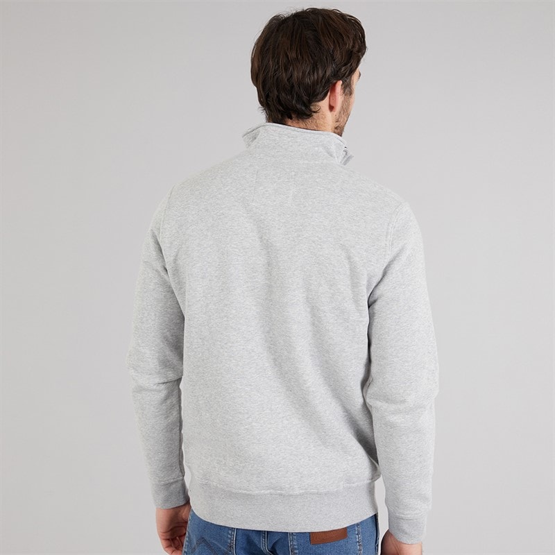 Crew Clothing Mens 1/2 Zip Solid Sweatshirt Grey Marl - Image 2
