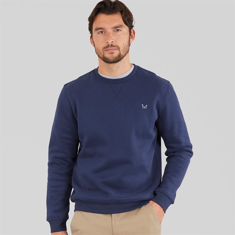 Crew Clothing Mens Crew Neck Sweatshirt Navy