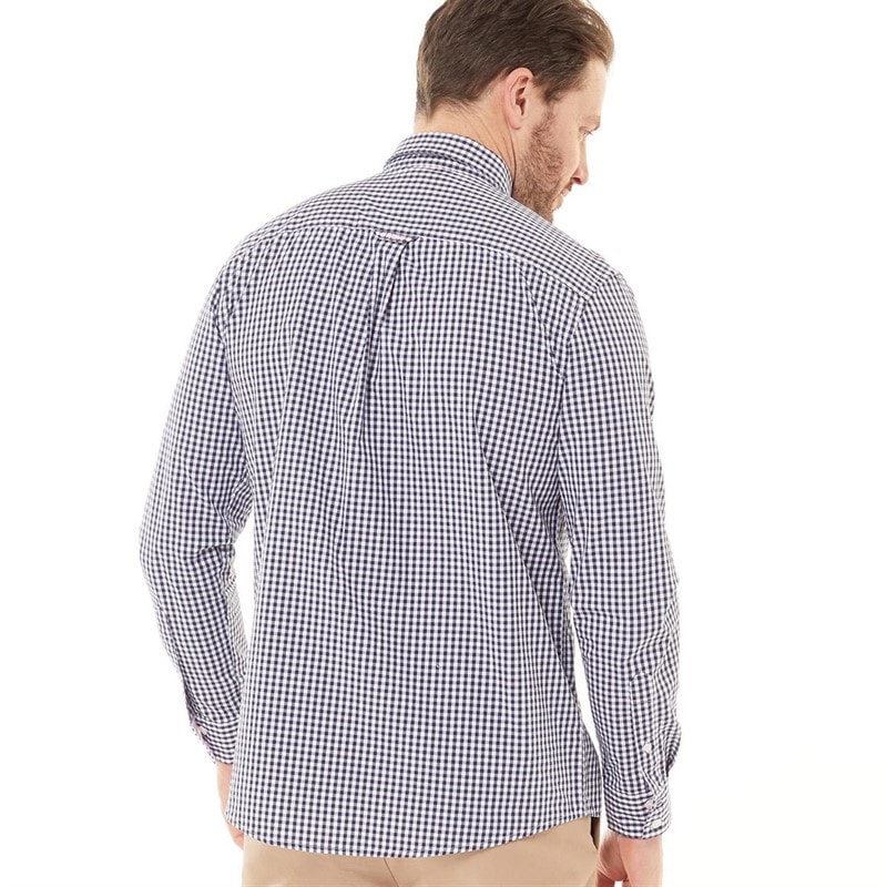 Crew Clothing Mens Classic Gingham Long Sleeve Shirt Navy - Image 2