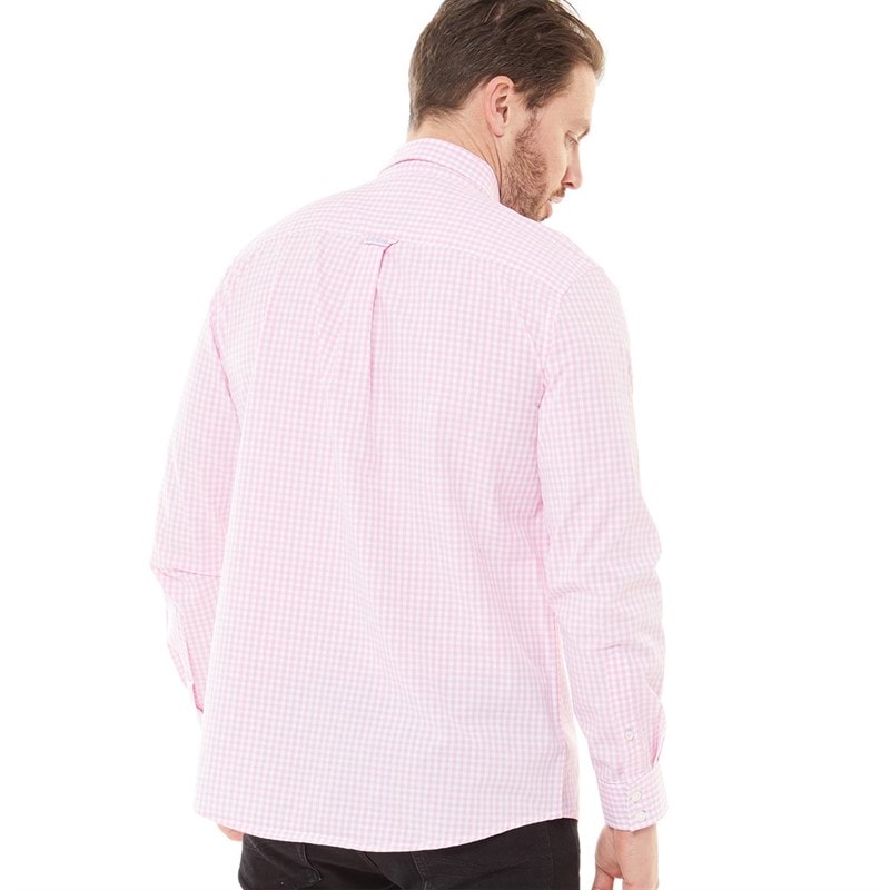 Crew Clothing Mens Classic Gingham Long Sleeve Shirt Pink - Image 2