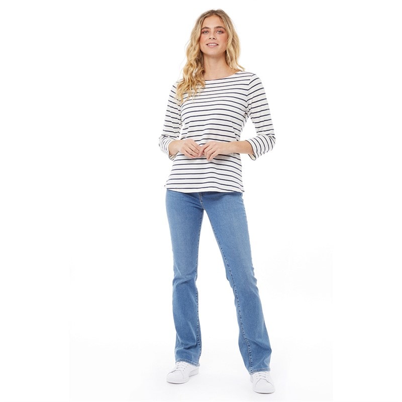 Crew Clothing Womens Cassie Stripe Top Vanilla Navy - Image 4