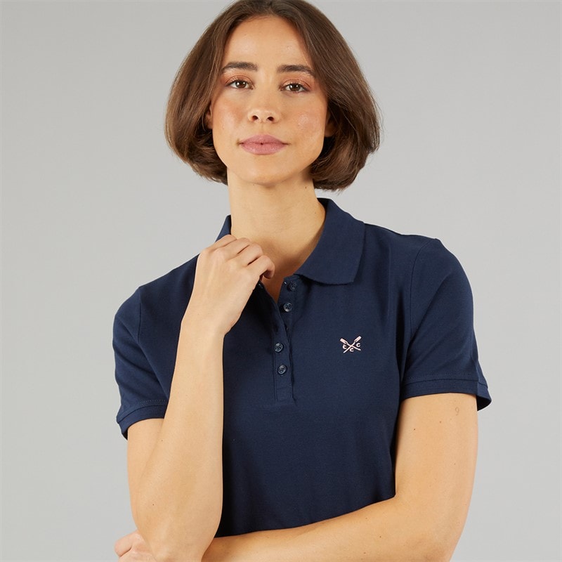Crew Clothing Womens Exmouth Polo Shirt Navy - Image 3