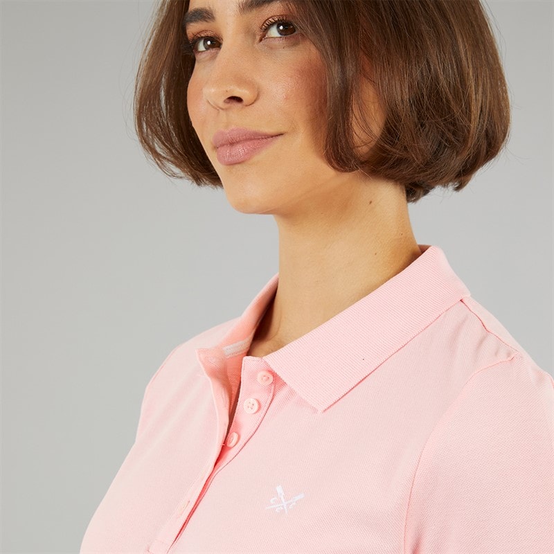 Crew Clothing Womens Exmouth Polo Shirt Pink - Image 3