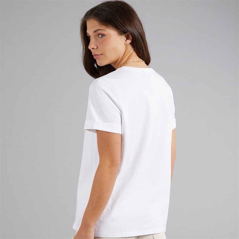 Crew Clothing Womens Roll Sleeve Round Neck T-Shirt White - Image 2