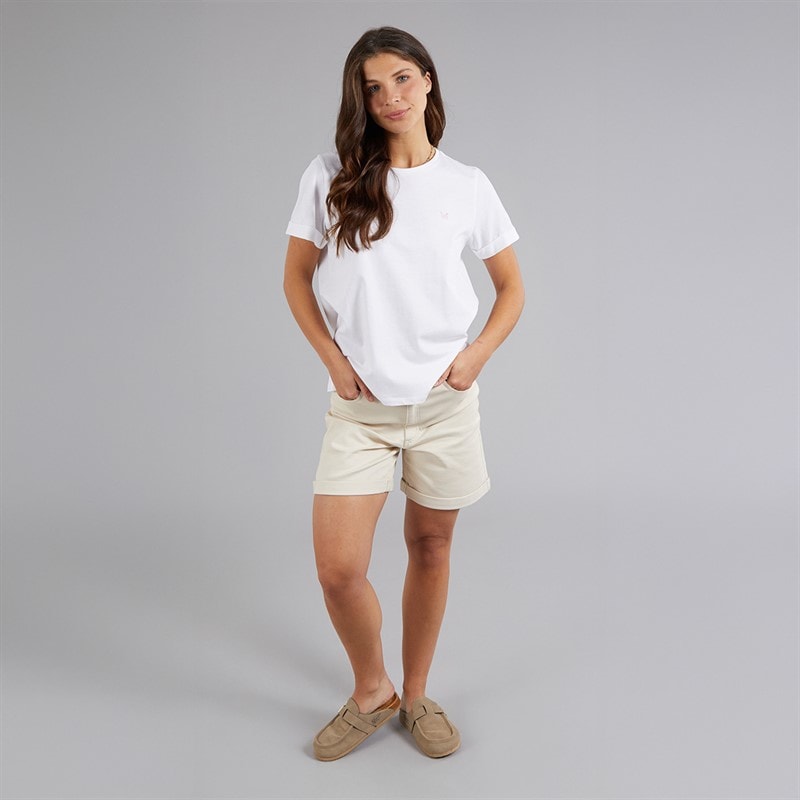 Crew Clothing Womens Roll Sleeve Round Neck T-Shirt White - Image 4