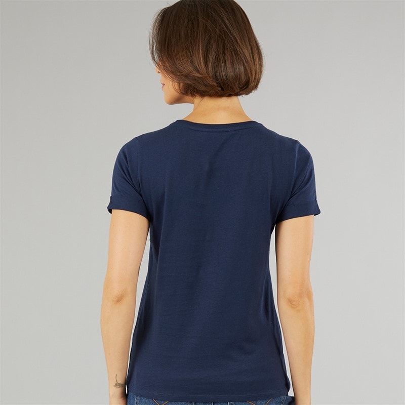 Crew Clothing Womens Roll Sleeve Round Neck T-Shirt Navy - Image 2