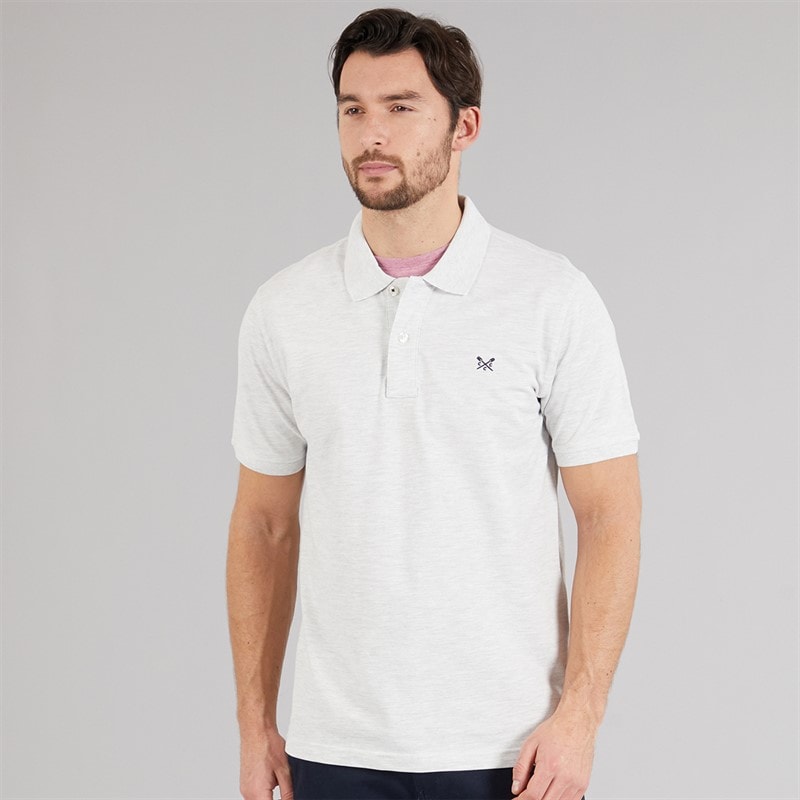 Crew Clothing Mens Melbury Solid Polo Shirt Grey Marl