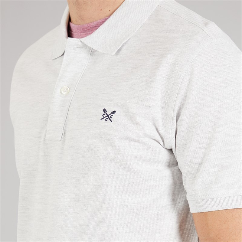 Crew Clothing Mens Melbury Solid Polo Shirt Grey Marl - Image 3