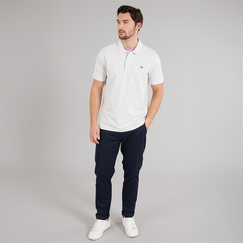 Crew Clothing Mens Melbury Solid Polo Shirt Grey Marl - Image 4