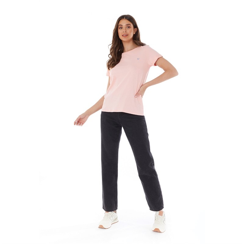 Crew Clothing Womens Roll Sleeve Round Neck T-Shirt Coral Blush - Image 4