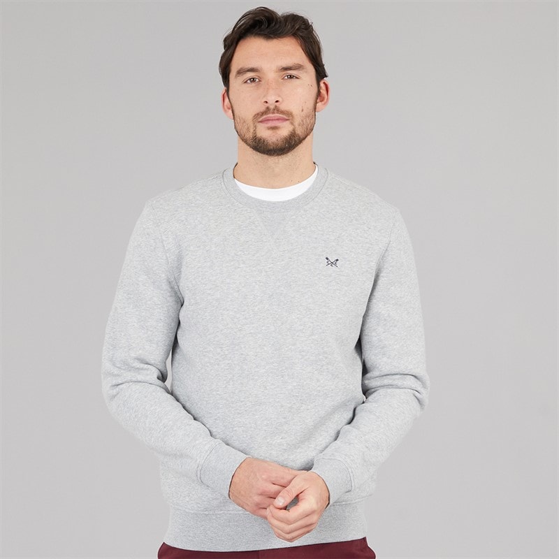 Crew Clothing Mens Crew Neck Sweatshirt Grey Marl