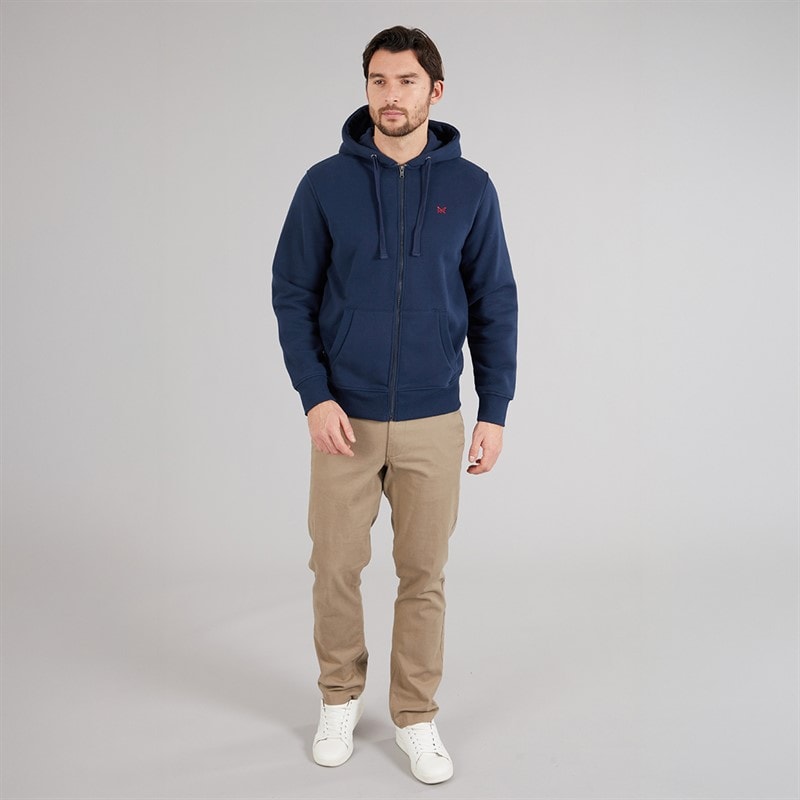 Crew Clothing Mens Zip Through Hoodie Navy - Image 4