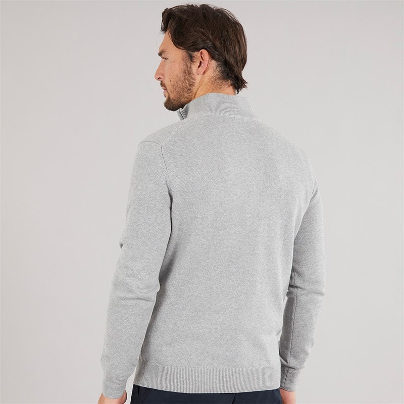 Crew Clothing Mens 1/2 Zip Neck Jumper Grey Marl - Image 2
