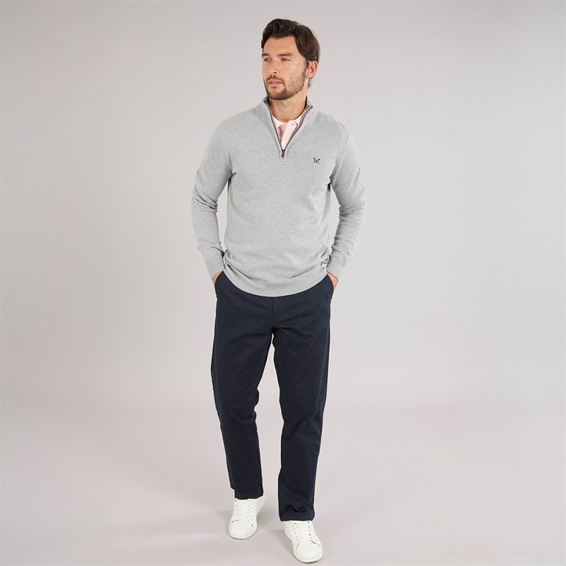 Crew Clothing Mens 1/2 Zip Neck Jumper Grey Marl - Image 4