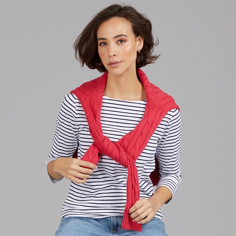 Crew Clothing Womens Breton Long Sleeve Top White/Navy - Image 3