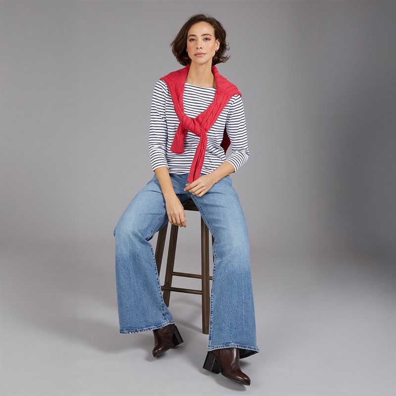 Crew Clothing Womens Breton Long Sleeve Top White/Navy - Image 4