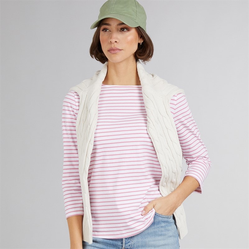 Crew Clothing Womens Breton Long Sleeve T-Shirt Wild Rose White