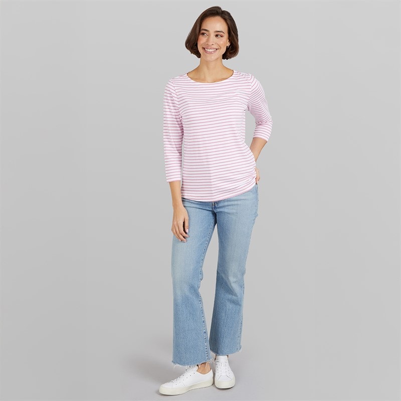 Crew Clothing Womens Breton Long Sleeve T-Shirt Wild Rose White - Image 4