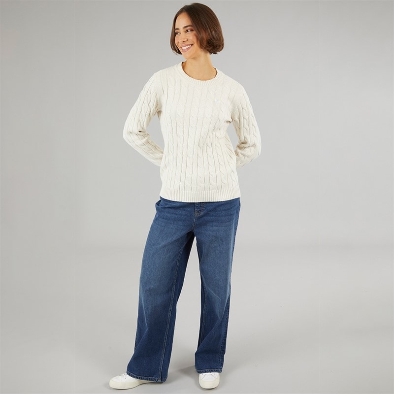 Crew Clothing Womens Chunky Cable Knit Jumper Sand - Image 4