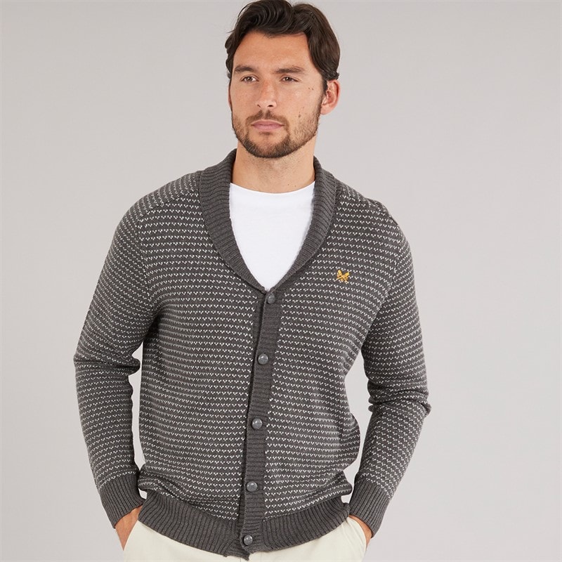 Crew Clothing Mens Shawl Neck Cardigan Charcoal Marl/Grey Marl - Image 1